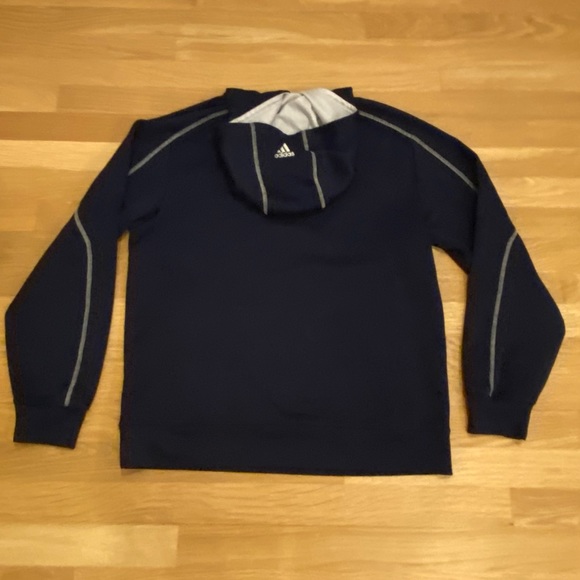 Adidas Norte Dame Navy Hooded Sweatshirt / Sewn Logo Front Chest / Unisex Size S - Picture 9 of 16